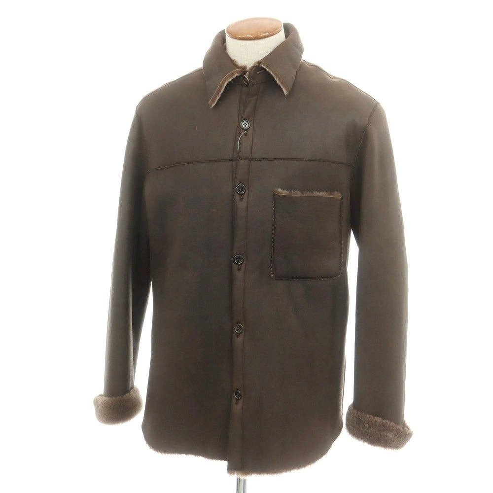 【中古】オピフィックス OPIFIX ラムムートン レザーブルゾン ブラウン【 48 】【 状態ランクC 】【 メンズ 】