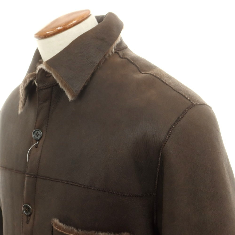 【中古】オピフィックス OPIFIX ラムムートン レザーブルゾン ブラウン【 48 】【 状態ランクC 】【 メンズ 】