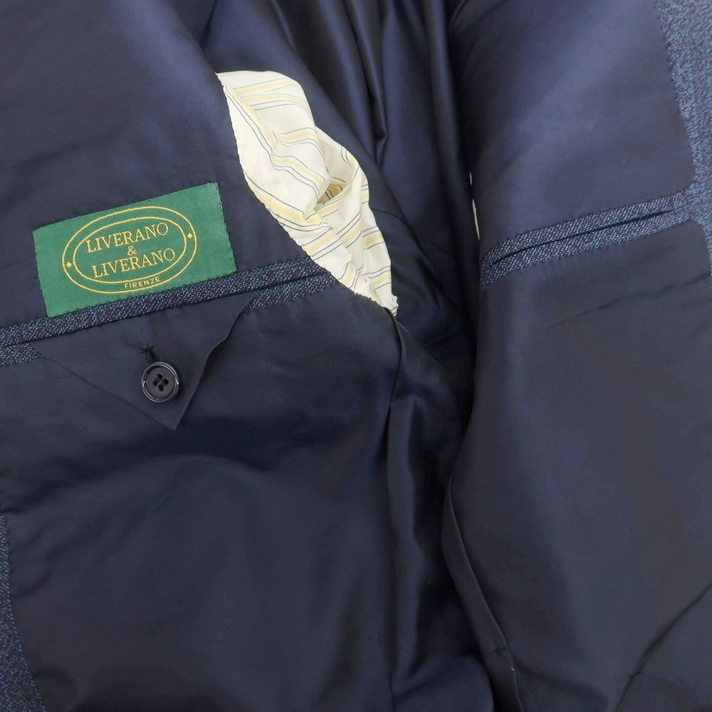 【中古】リベラーノ&amp;リベラーノ LIVERANO&amp;LIVERANO ウール チェック 3つボタンスーツ ネイビーブルーxグレー【 表記なし（M位） 】【 状態ランクB 】【 メンズ 】