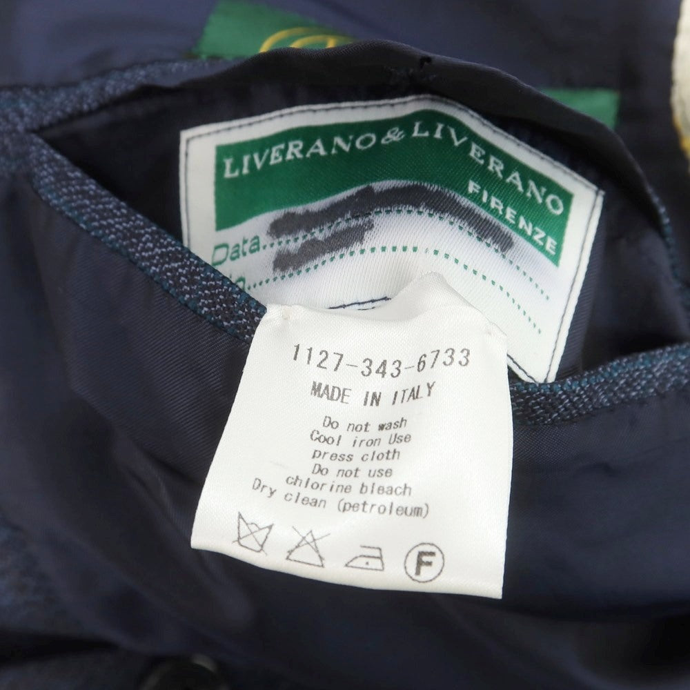 【中古】リベラーノ&amp;リベラーノ LIVERANO&amp;LIVERANO ウール チェック 3つボタンスーツ ネイビーブルーxグレー【 サイズ表記なし（M位） 】【 状態ランクB 】【 メンズ 】 [CPD]