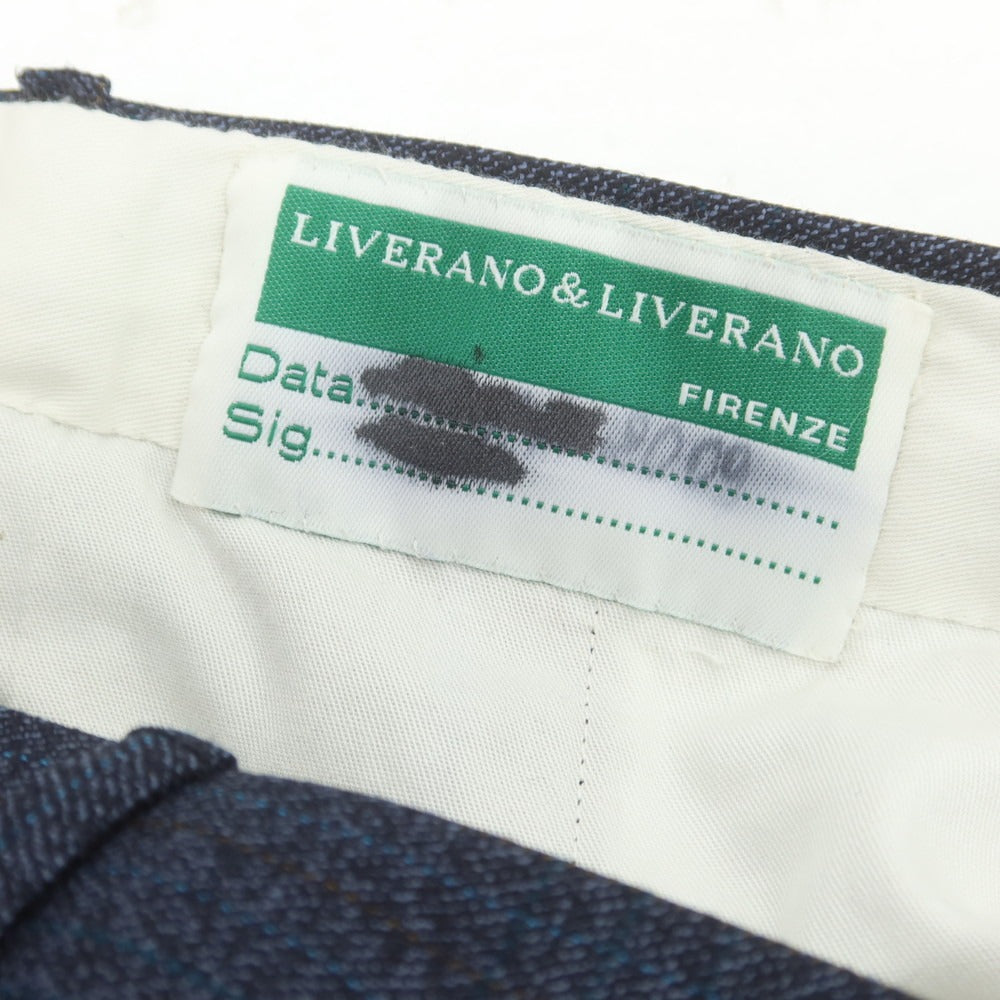 【中古】リベラーノ&amp;リベラーノ LIVERANO&amp;LIVERANO ウール チェック 3つボタンスーツ ネイビーブルーxグレー【 サイズ表記なし（M位） 】【 状態ランクB 】【 メンズ 】 [CPD]