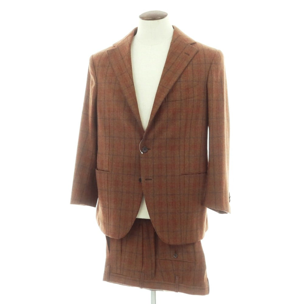 【中古】サルトリア チッチオ Sartoria Ciccio ウール系 チェック 3つボタンスーツ ブラウンxネイビー【 51 】【 状態ランクB 】【 メンズ 】