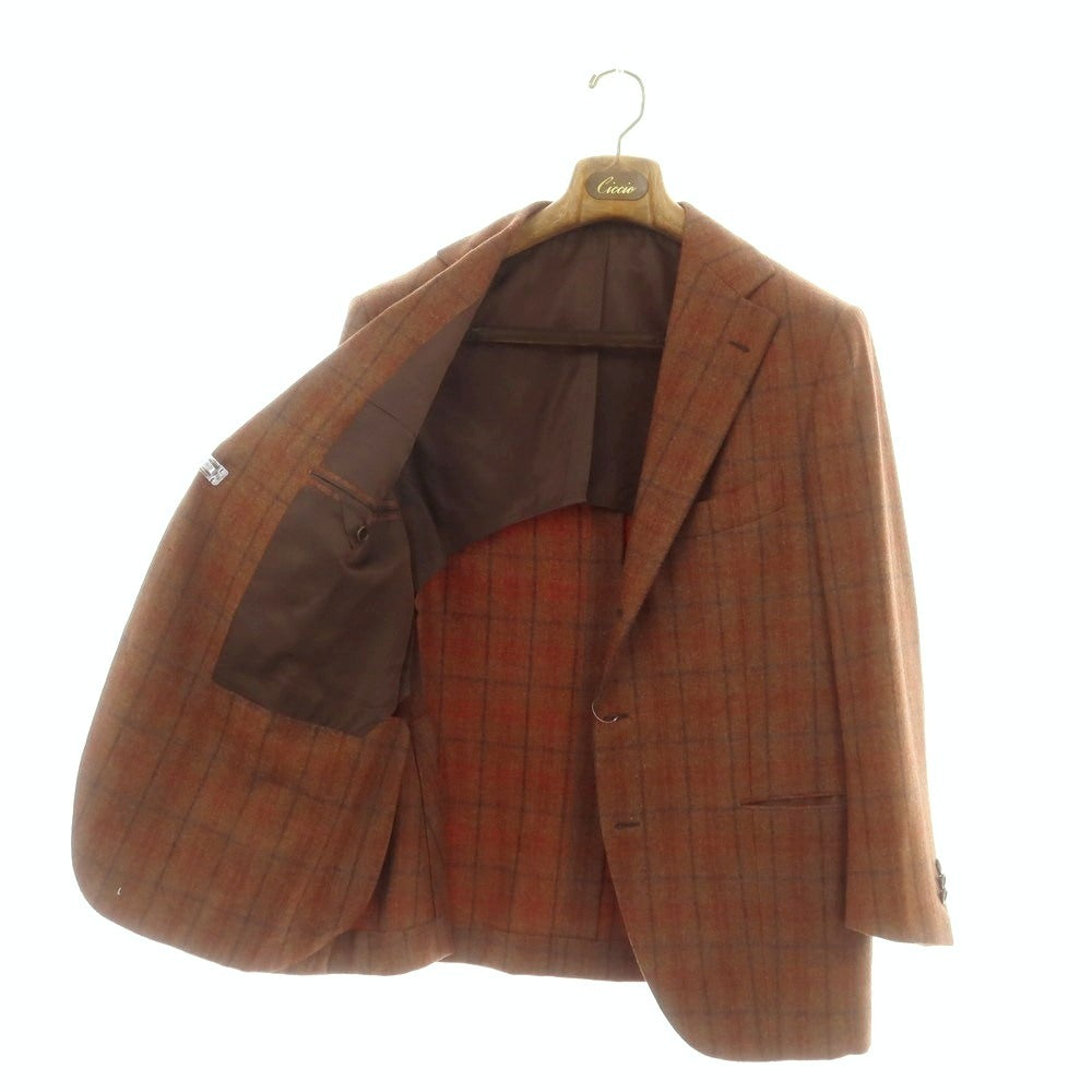 【中古】サルトリア チッチオ Sartoria Ciccio ウール系 チェック 3つボタンスーツ ブラウンxネイビー【 51 】【 状態ランクB 】【 メンズ 】