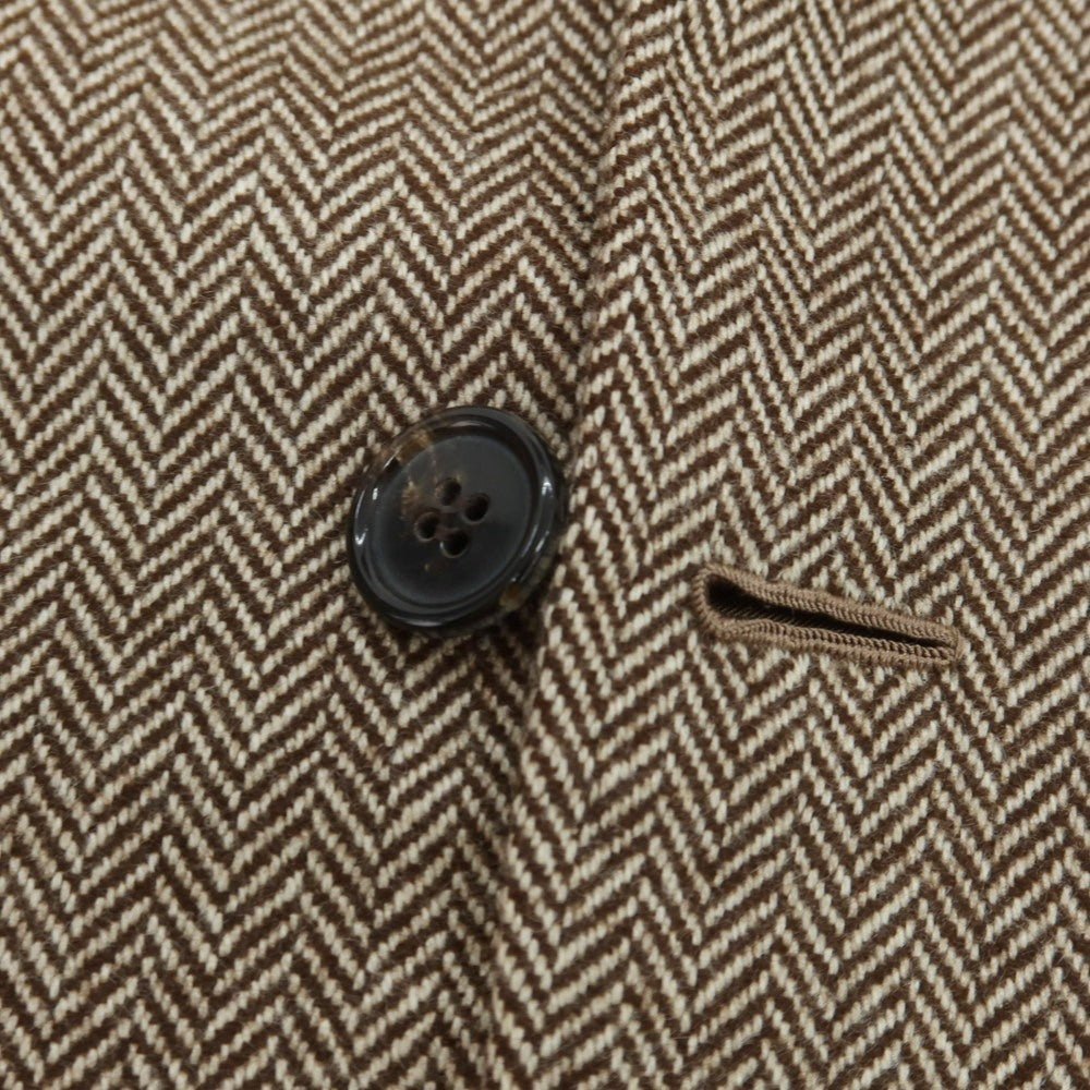 【中古】リベラーノ&amp;リベラーノ LIVERANO&amp;LIVERANO ウール ヘリンボーン 3B テーラードジャケット ブラウンxホワイト【 表記なし（L位） 】【 状態ランクB 】【 メンズ 】