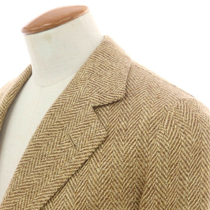 【中古】リベラーノ&amp;リベラーノ LIVERANO&amp;LIVERANO リネン ヘリンボーン 3B テーラードジャケット ベージュxブラウン【 表記なし（M位） 】【 状態ランクB 】【 メンズ 】
