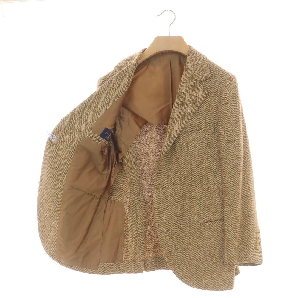 【中古】リベラーノ&amp;リベラーノ LIVERANO&amp;LIVERANO リネン ヘリンボーン 3B テーラードジャケット ベージュxブラウン【 表記なし（M位） 】【 状態ランクB 】【 メンズ 】