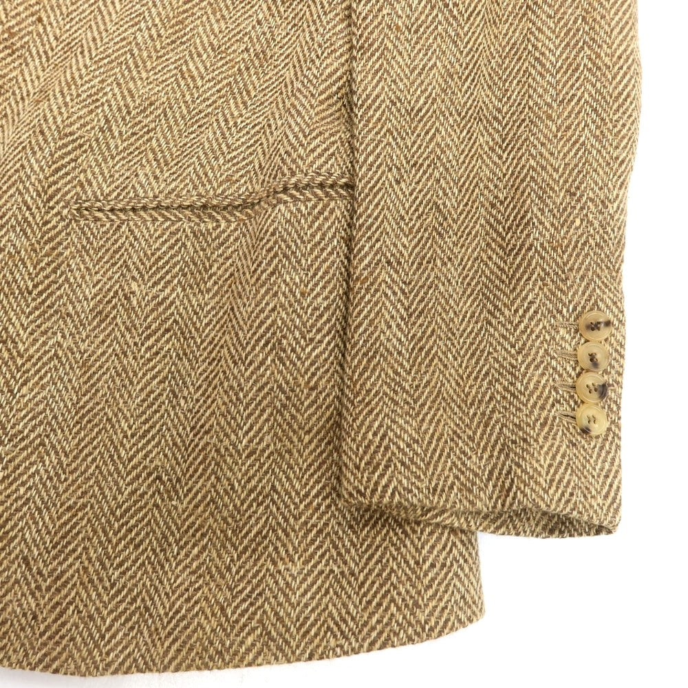 【中古】リベラーノ&amp;リベラーノ LIVERANO&amp;LIVERANO リネン ヘリンボーン 3B テーラードジャケット ベージュxブラウン【 表記なし（M位） 】【 状態ランクB 】【 メンズ 】