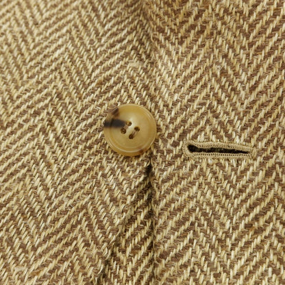 【中古】リベラーノ&amp;リベラーノ LIVERANO&amp;LIVERANO リネン ヘリンボーン 3B テーラードジャケット ベージュxブラウン【 表記なし（M位） 】【 状態ランクB 】【 メンズ 】