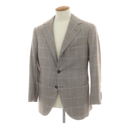 【中古】リベラーノ&amp;リベラーノ LIVERANO&amp;LIVERANO ウール チェック 3B テーラードジャケット グレーxブラウン【 表記なし（M位） 】【 状態ランクB 】【 メンズ 】