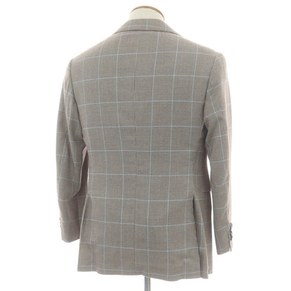 【中古】リベラーノ&amp;リベラーノ LIVERANO&amp;LIVERANO ウール チェック 3B テーラードジャケット グレーxブラウン【 表記なし（M位） 】【 状態ランクB 】【 メンズ 】
