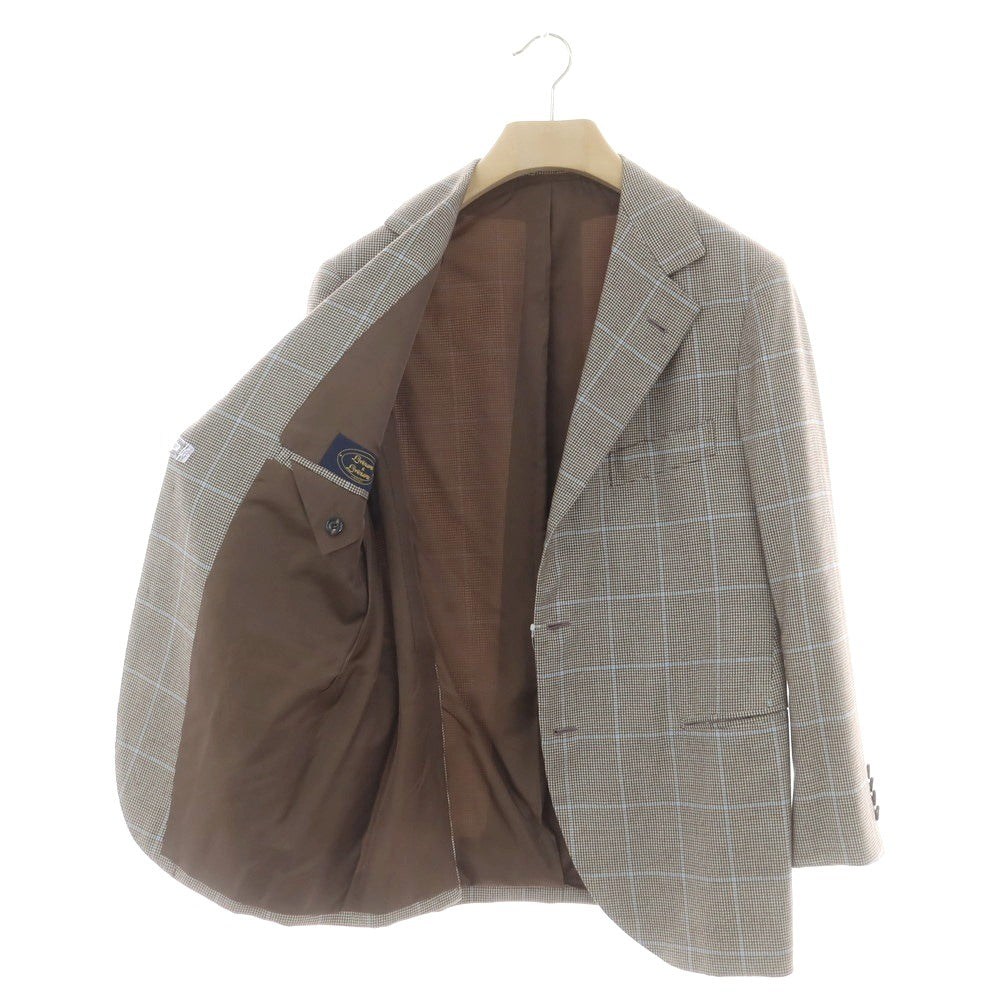 【中古】リベラーノ&amp;リベラーノ LIVERANO&amp;LIVERANO ウール チェック 3B テーラードジャケット グレーxブラウン【 表記なし（M位） 】【 状態ランクB 】【 メンズ 】
