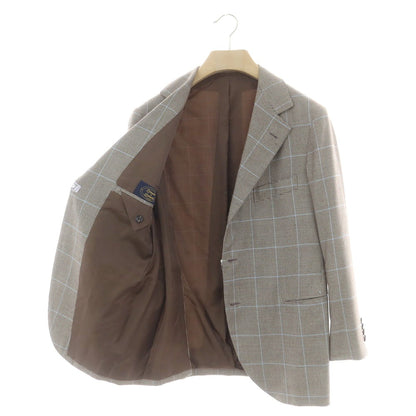 【中古】リベラーノ&amp;リベラーノ LIVERANO&amp;LIVERANO ウール チェック 3B テーラードジャケット グレーxブラウン【 表記なし（M位） 】【 状態ランクB 】【 メンズ 】