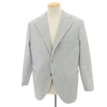 【中古】リベラーノ&amp;リベラーノ LIVERANO&amp;LIVERANO コットン ストライプ 2B テーラードジャケット ブルーxホワイト【 表記なし（S位） 】【 状態ランクC 】【 メンズ 】