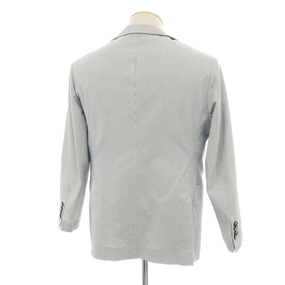 【中古】リベラーノ&amp;リベラーノ LIVERANO&amp;LIVERANO コットン ストライプ 2B テーラードジャケット ブルーxホワイト【 表記なし（S位） 】【 状態ランクC 】【 メンズ 】