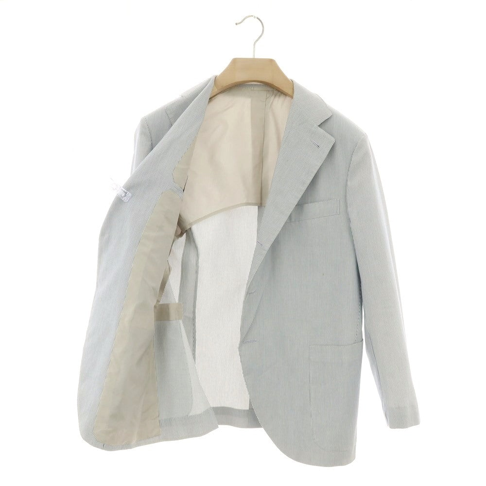 【中古】リベラーノ&amp;リベラーノ LIVERANO&amp;LIVERANO コットン ストライプ 2B テーラードジャケット ブルーxホワイト【 表記なし（S位） 】【 状態ランクC 】【 メンズ 】
