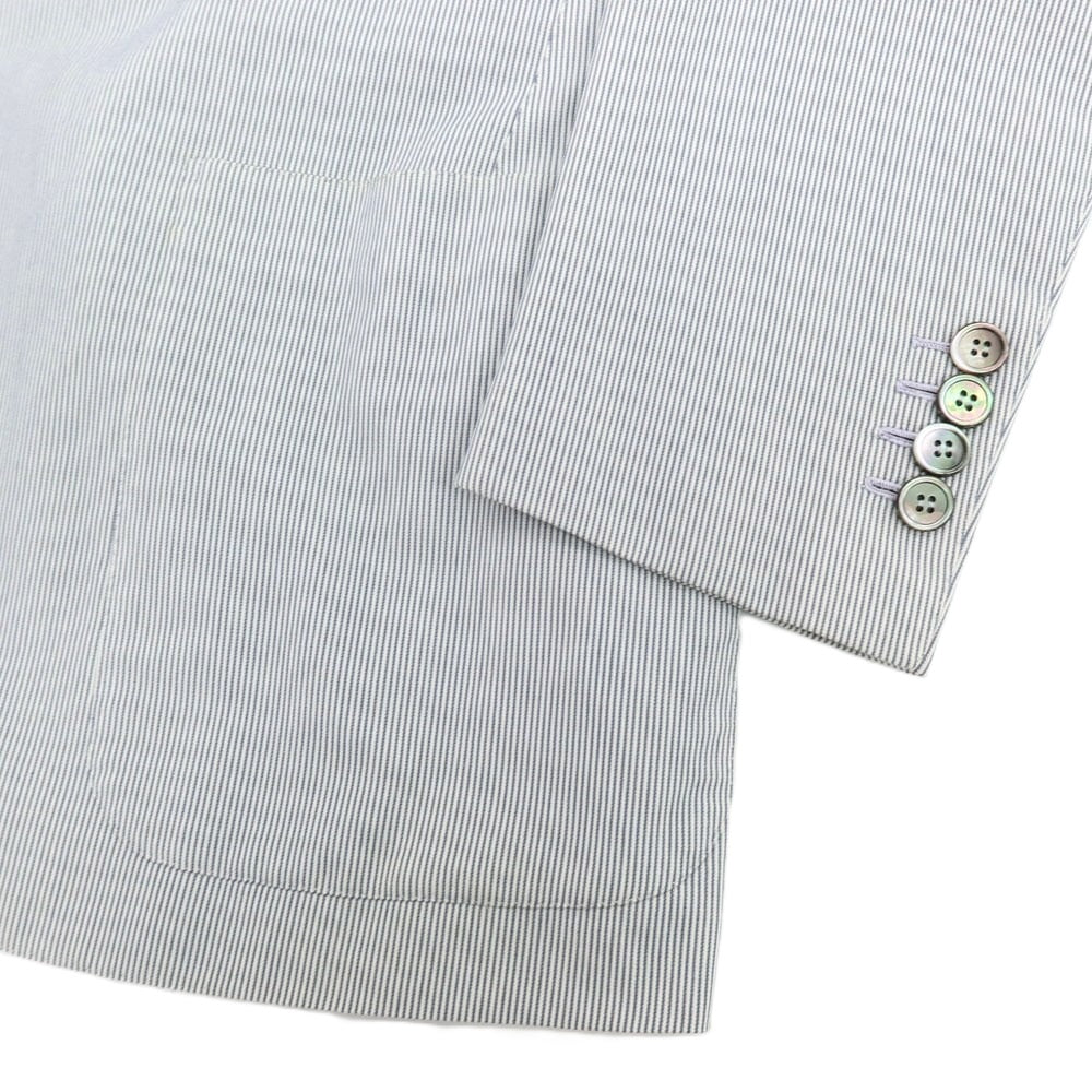 【中古】リベラーノ&amp;リベラーノ LIVERANO&amp;LIVERANO コットン ストライプ 2B テーラードジャケット ブルーxホワイト【 表記なし（S位） 】【 状態ランクC 】【 メンズ 】