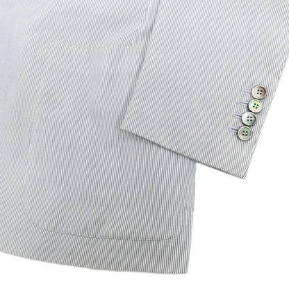 【中古】リベラーノ&amp;リベラーノ LIVERANO&amp;LIVERANO コットン ストライプ 2B テーラードジャケット ブルーxホワイト【 表記なし（S位） 】【 状態ランクC 】【 メンズ 】