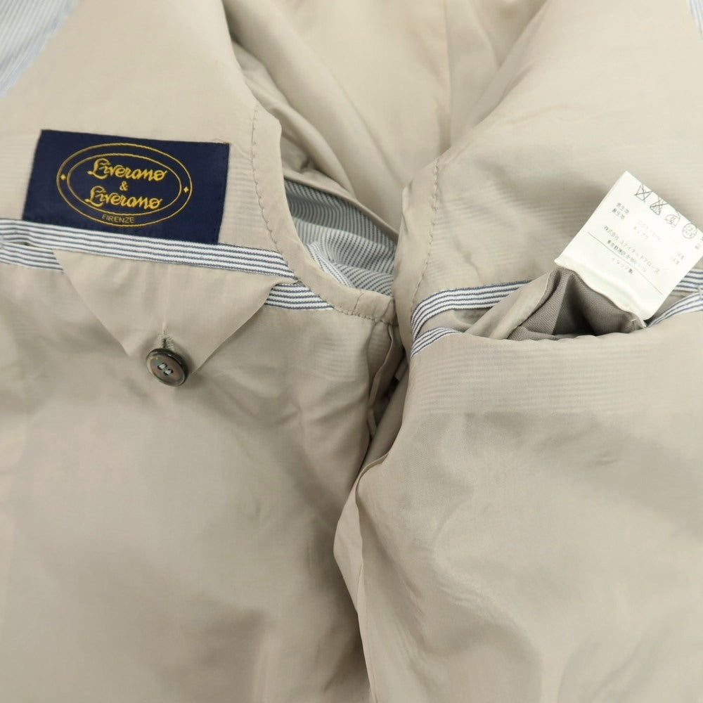 【中古】リベラーノ&amp;リベラーノ LIVERANO&amp;LIVERANO コットン ストライプ 2B テーラードジャケット ブルーxホワイト【サイズ表記なし（S位）】【 状態ランクC 】【 メンズ 】[CPD]
