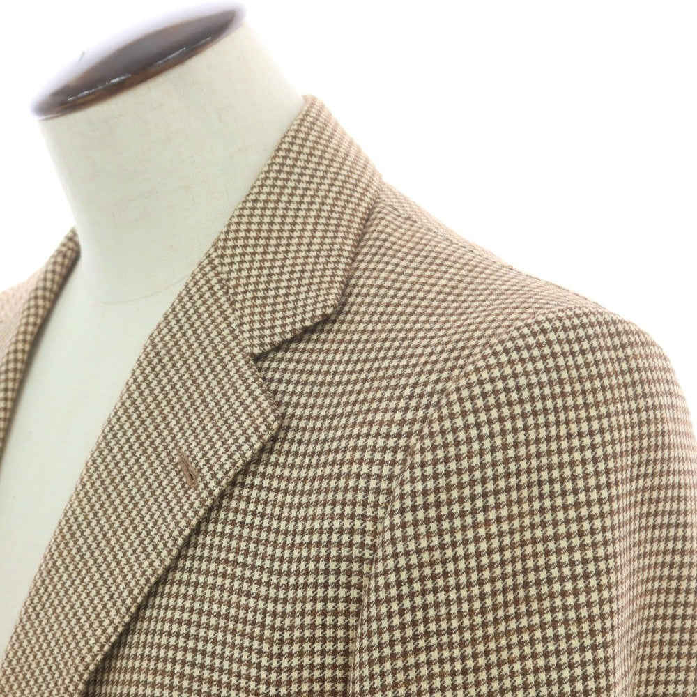 【中古】コスタンティーノ COSTANTINO ウール系 ハウンドトゥース 3B テーラードジャケット ベージュxブラウン【 表記なし（L位） 】【 状態ランクB 】【 メンズ 】