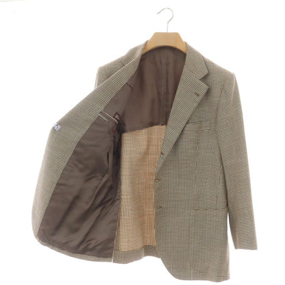 【中古】コスタンティーノ COSTANTINO ウール系 ハウンドトゥース 3B テーラードジャケット ベージュxブラウン【 表記なし（L位） 】【 状態ランクB 】【 メンズ 】