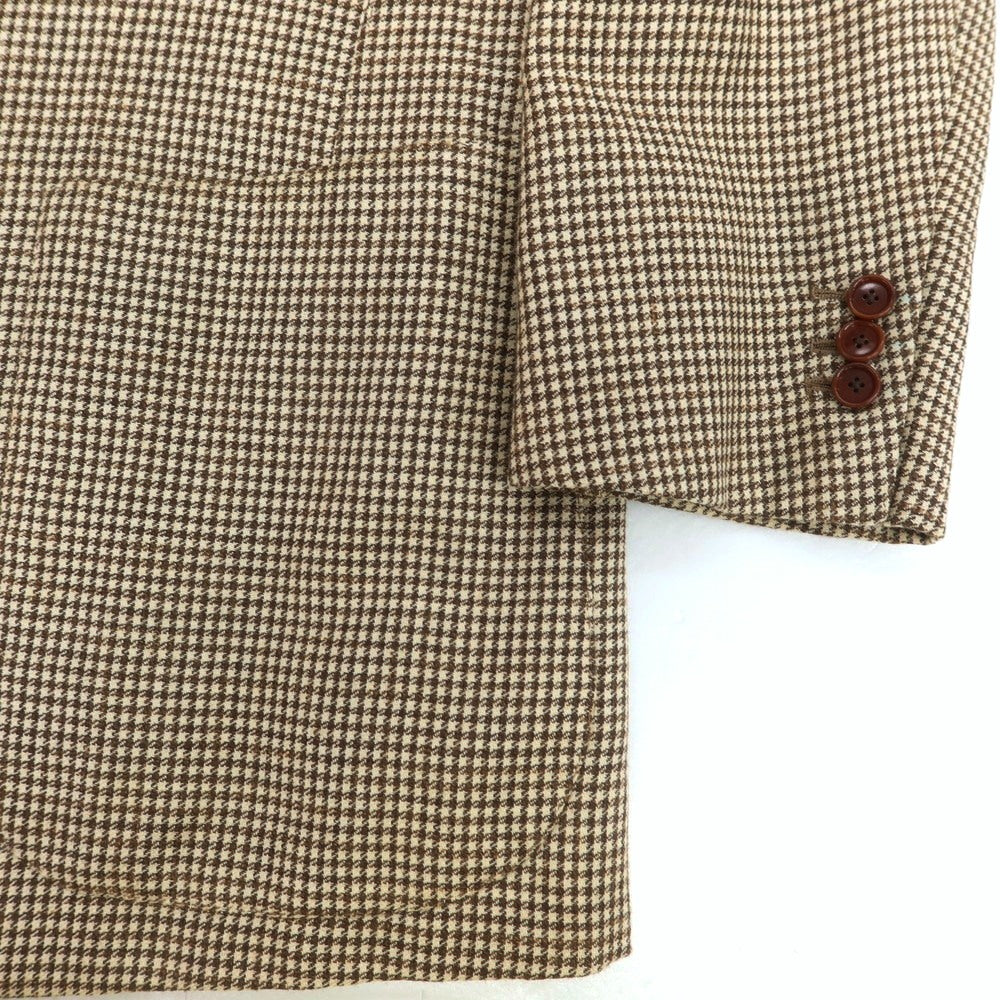 【中古】コスタンティーノ COSTANTINO ウール系 ハウンドトゥース 3B テーラードジャケット ベージュxブラウン【 表記なし（L位） 】【 状態ランクB 】【 メンズ 】