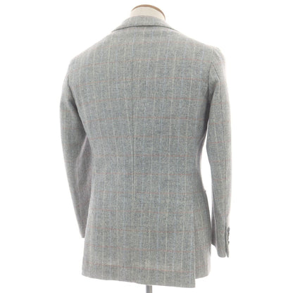 【中古】ルカ ベルディッキオ LUCA VERDICCHIO ウール系 チェック 3B テーラードジャケット ライトグレーxピンク【 表記なし（M位） 】【 状態ランクC 】【 メンズ 】