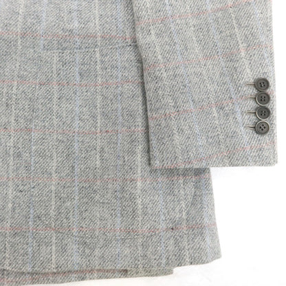 【中古】ルカ ベルディッキオ LUCA VERDICCHIO ウール系 チェック 3B テーラードジャケット ライトグレーxピンク【 表記なし（M位） 】【 状態ランクC 】【 メンズ 】