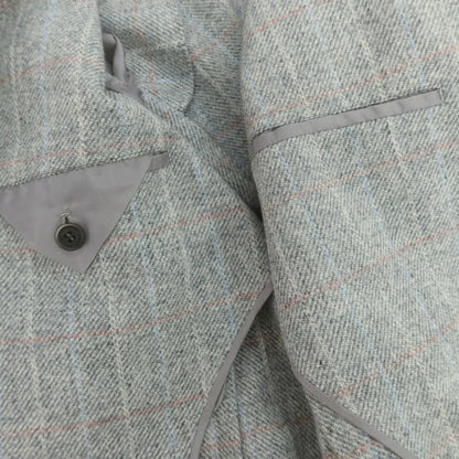 【中古】ルカ ベルディッキオ LUCA VERDICCHIO ウール系 チェック 3B テーラードジャケット ライトグレーxピンク【 表記なし（M位） 】【 状態ランクC 】【 メンズ 】