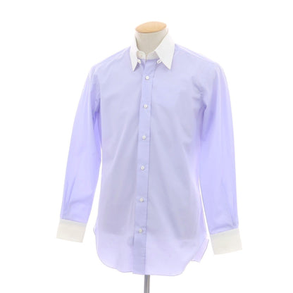 【中古】バルバ BARBA コットン タブカラー クレリック ドレスシャツ ラベンダーxホワイト【 38 】【 状態ランクB 】【 メンズ 】