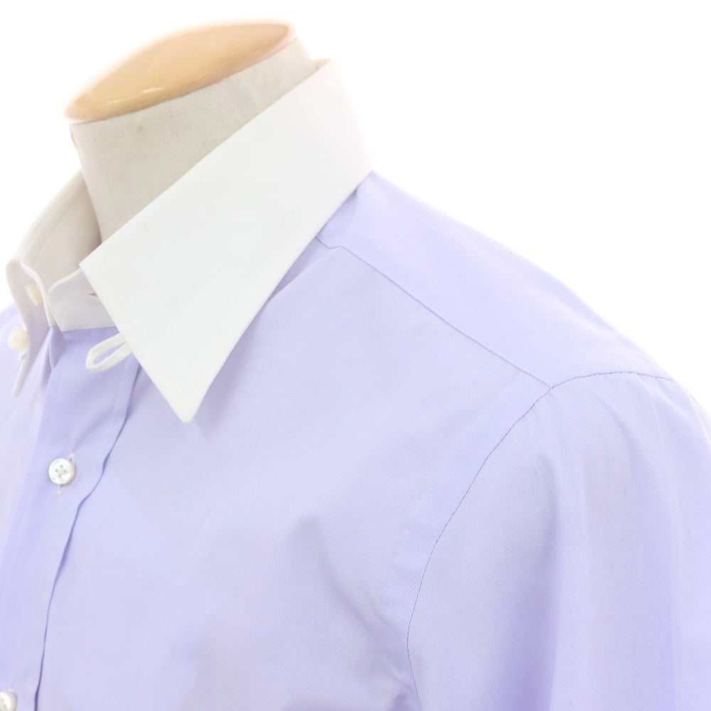 【中古】バルバ BARBA コットン タブカラー クレリック ドレスシャツ ラベンダーxホワイト【 38 】【 状態ランクB 】【 メンズ 】