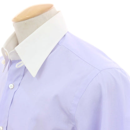【中古】バルバ BARBA コットン タブカラー クレリック ドレスシャツ ラベンダーxホワイト【 38 】【 状態ランクB 】【 メンズ 】