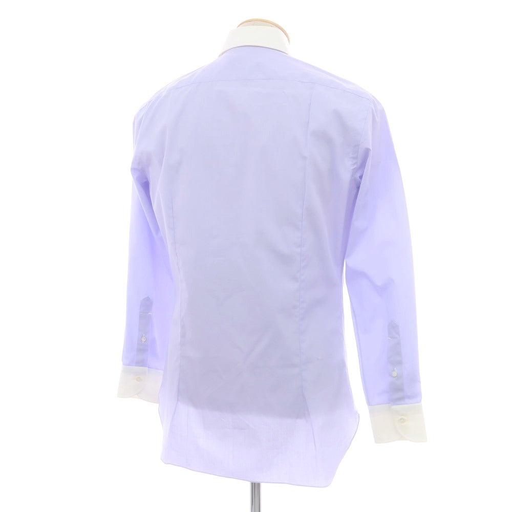 【中古】バルバ BARBA コットン タブカラー クレリック ドレスシャツ ラベンダーxホワイト【 38 】【 状態ランクB 】【 メンズ 】