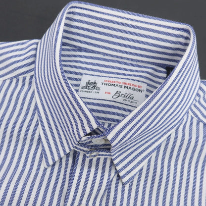 【中古】ブリッラ ペル イル グスト Brilla per il gusto コットン ストライプ タブカラー ドレスシャツ ブルーxホワイト【 38 】【 状態ランクB 】【 メンズ 】