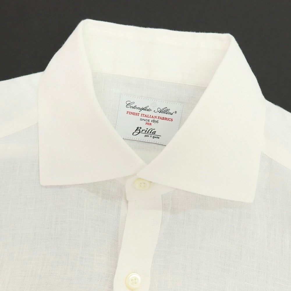【中古】ブリッラ ペル イル グスト Brilla per il gusto リネン ワイドカラー カジュアルシャツ ホワイト【サイズS】【 状態ランクA 】【 メンズ 】