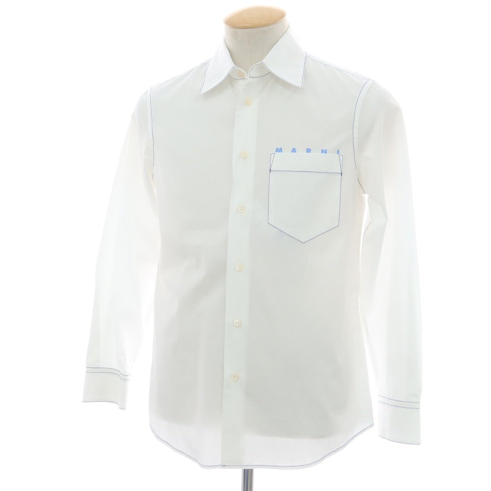 【中古】マルニ MARNI コットン カジュアルシャツ ホワイトxブルー【 44 】【 状態ランクA 】【 メンズ 】