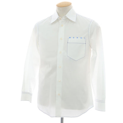 【中古】マルニ MARNI コットン カジュアルシャツ ホワイトxブルー【 44 】【 状態ランクA 】【 メンズ 】