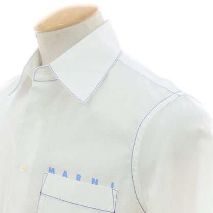 【中古】マルニ MARNI コットン カジュアルシャツ ホワイトxブルー【 44 】【 状態ランクA 】【 メンズ 】