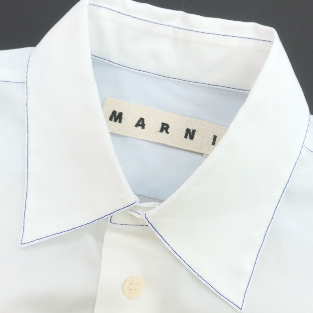 【中古】マルニ MARNI コットン カジュアルシャツ ホワイトxブルー【 44 】【 状態ランクA 】【 メンズ 】