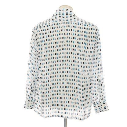 【中古】マンド Mando セルロースキュプラ 総柄 プリント カジュアルシャツ ホワイトxブルー【サイズ1】【 状態ランクA 】【 メンズ 】