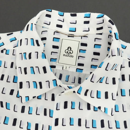 【中古】マンド Mando セルロースキュプラ 総柄 プリント カジュアルシャツ ホワイトxブルー【サイズ1】【 状態ランクA 】【 メンズ 】