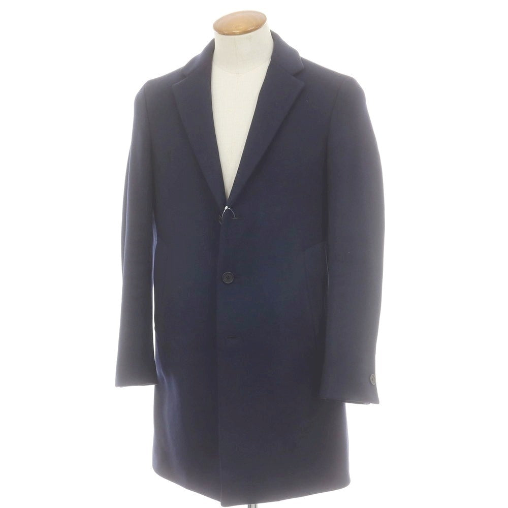 【中古】エディフィス EDIFICE ウール チェスターフィールドコート ネイビー【 M 】【 状態ランクC 】【 メンズ 】