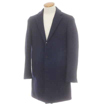 【中古】エディフィス EDIFICE ウール チェスターフィールドコート ネイビー【 M 】【 状態ランクC 】【 メンズ 】