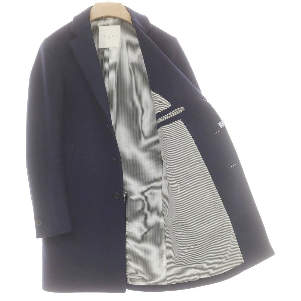 【中古】エディフィス EDIFICE ウール チェスターフィールドコート ネイビー【 M 】【 状態ランクC 】【 メンズ 】