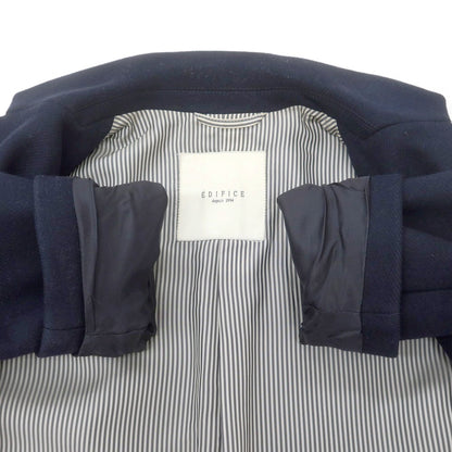 【中古】エディフィス EDIFICE ウール チェスターフィールドコート ネイビー【 M 】【 状態ランクC 】【 メンズ 】