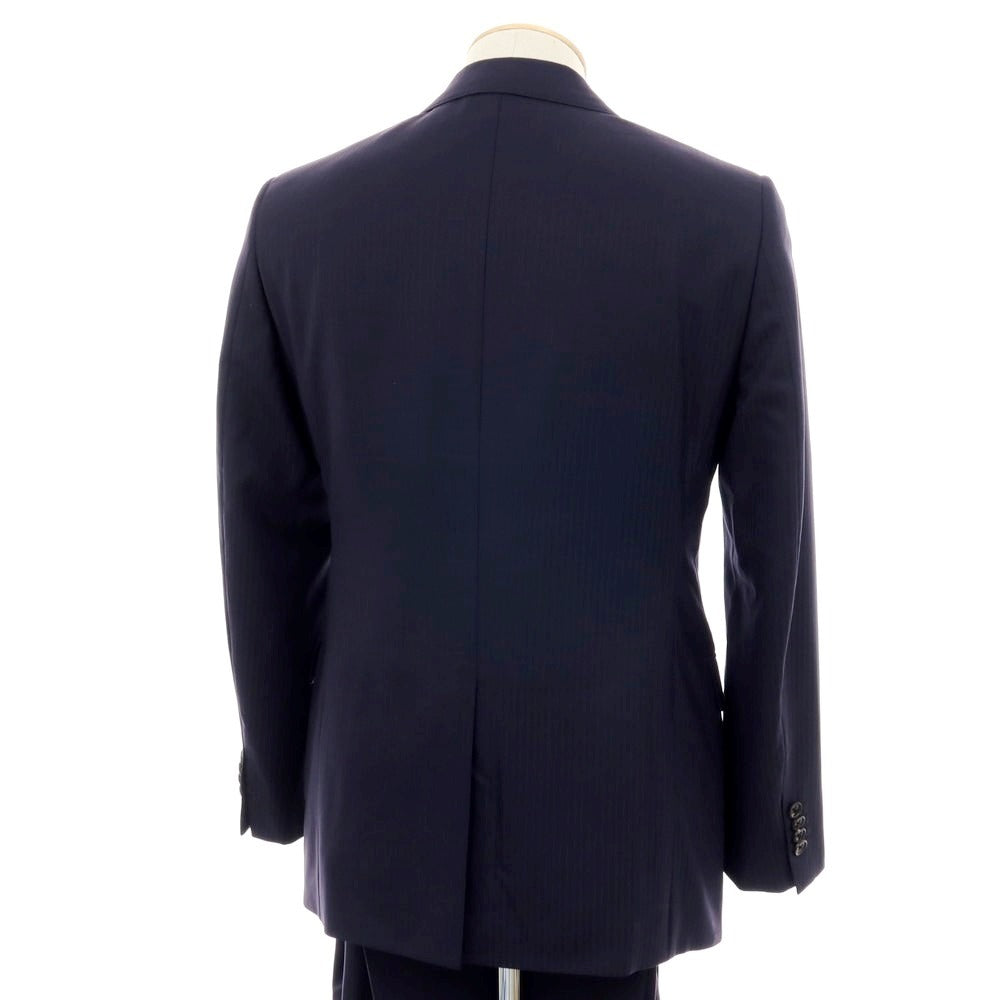 【中古】アザブテーラー azabu tailor ウール シャドウストライプ スリーピース 2つボタンスーツ ネイビー【サイズ上44/下79/ジレ46】【 状態ランクB 】【 メンズ 】 [DPD]