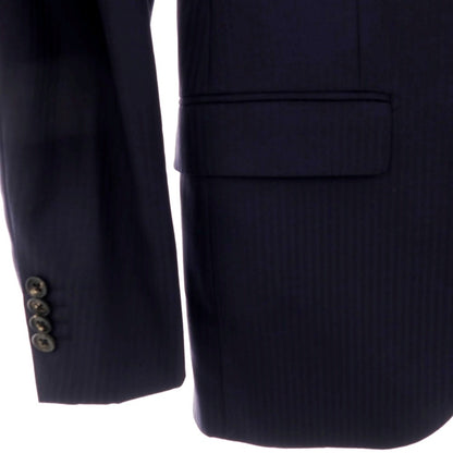 【中古】アザブテーラー azabu tailor ウール シャドウストライプ スリーピース 2つボタンスーツ ネイビー【サイズ上44/下79/ジレ46】【 状態ランクB 】【 メンズ 】