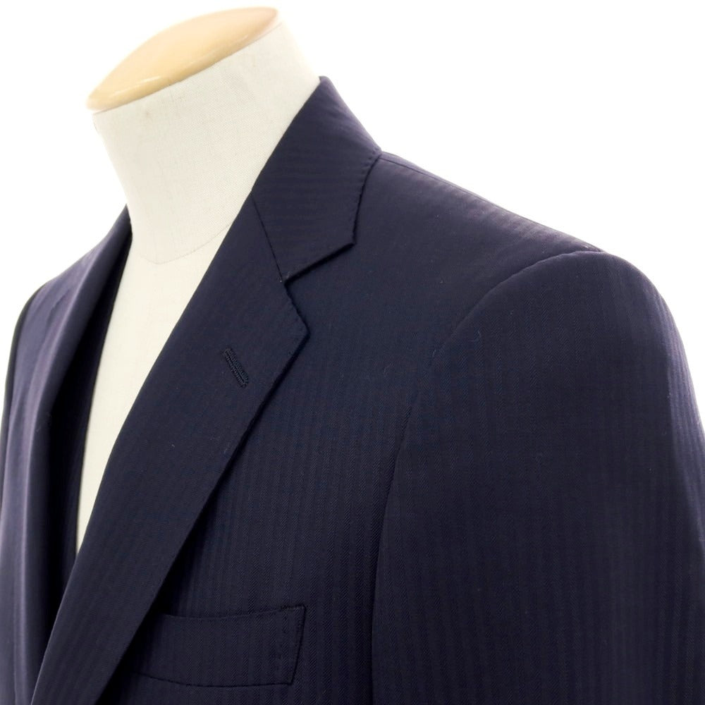 【中古】アザブテーラー azabu tailor ウール シャドウストライプ スリーピース 2つボタンスーツ ネイビー【サイズ上44/下79/ジレ46】【 状態ランクB 】【 メンズ 】 [DPD]
