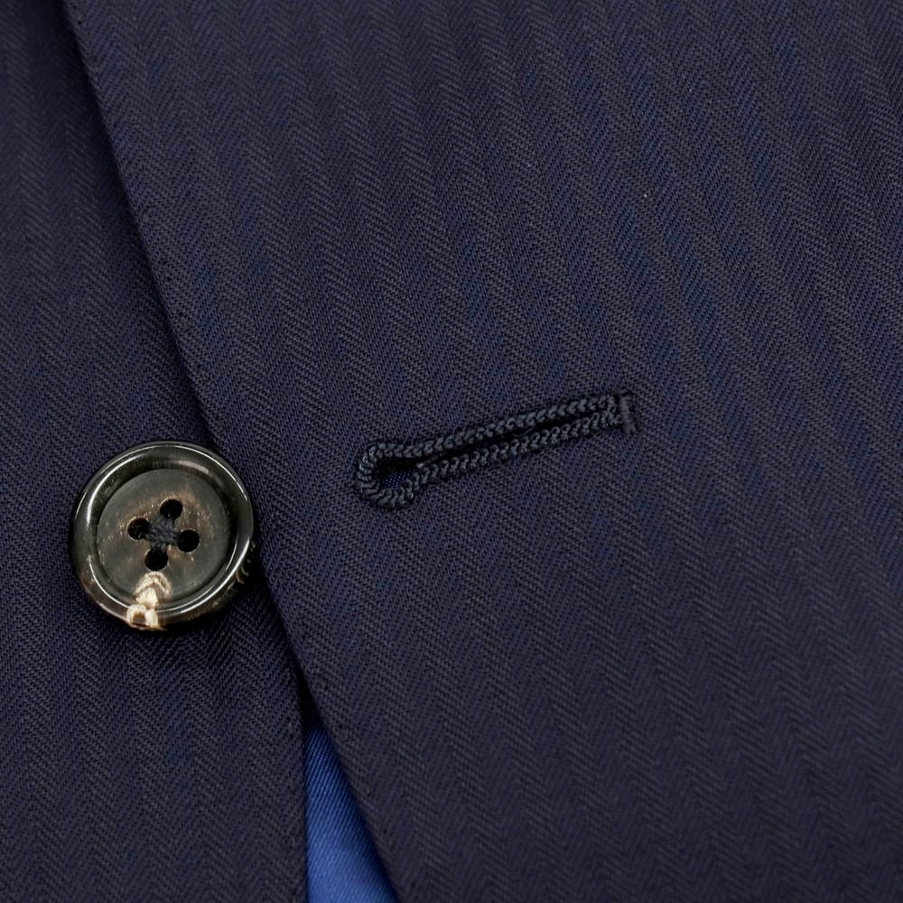 【中古】アザブテーラー azabu tailor ウール シャドウストライプ スリーピース 2つボタンスーツ ネイビー【サイズ上44/下79/ジレ46】【 状態ランクB 】【 メンズ 】