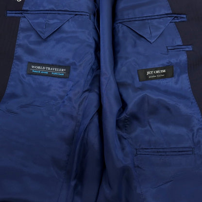 【中古】アザブテーラー azabu tailor ウール シャドウストライプ スリーピース 2つボタンスーツ ネイビー【サイズ上44/下79/ジレ46】【 状態ランクB 】【 メンズ 】