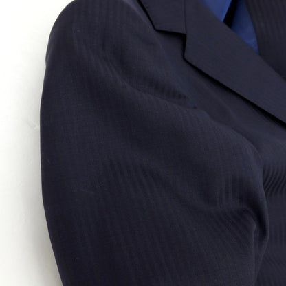 【中古】アザブテーラー azabu tailor ウール シャドウストライプ スリーピース 2つボタンスーツ ネイビー【サイズ上44/下79/ジレ46】【 状態ランクB 】【 メンズ 】